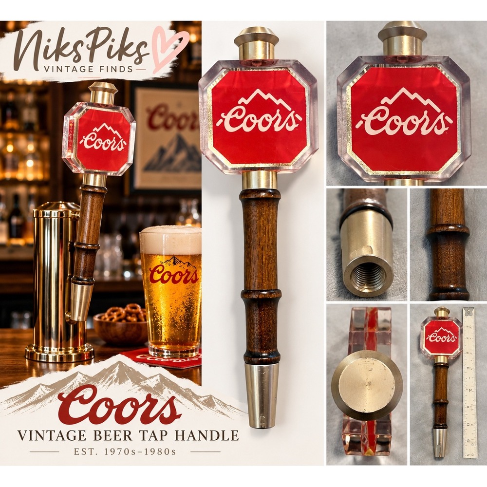 Vintage Coors Beer Tap Handle Wood Acrylic Lucite Red Logo 9.25" Breweriana
